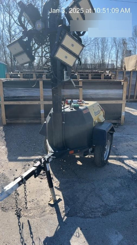 2022 Allmand NLV3GR (4) LED Light Fixture 350W, 23' Vertical Mast, 3kW Prime, Towable, Deep Sea L401, Leveling Jacks, Yanmar T4F 5.8hp