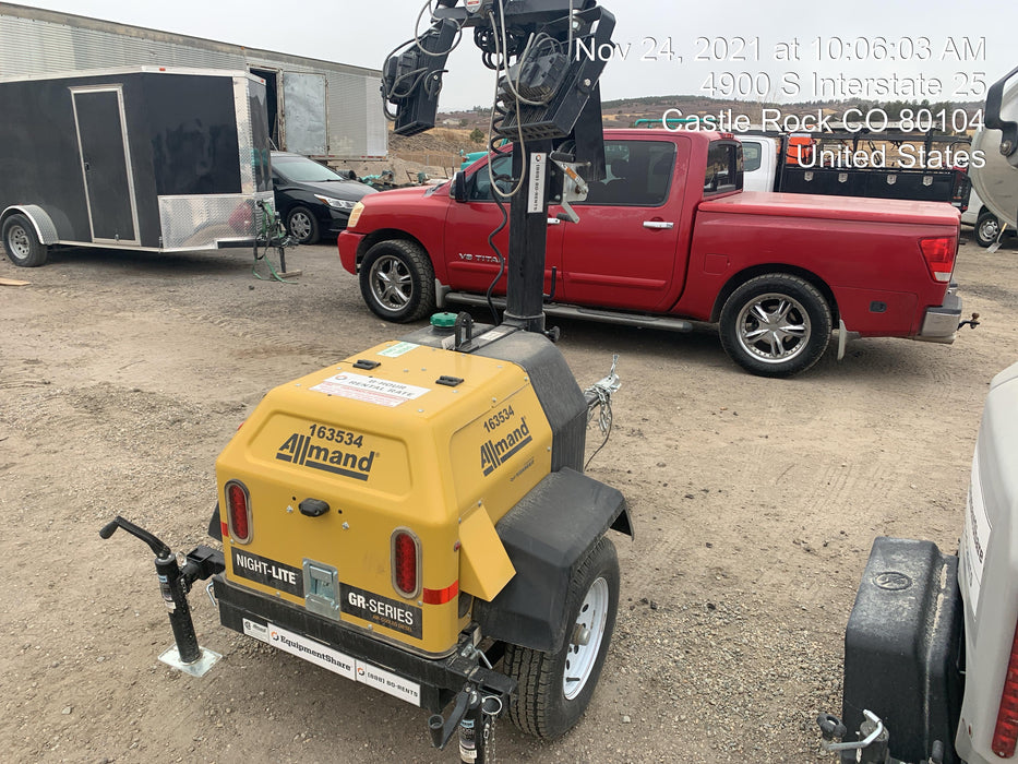 2021 Allmand NLV3GR (4) LED Light Fixture 350W, 23' Vertical Mast, 3kW Prime, Towable, Deep Sea L401, Leveling Jacks, Yanmar T4F 5.8hp