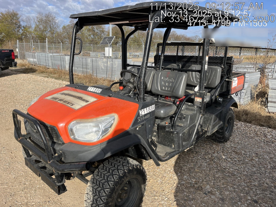 2022 Kubota RTV-X1140W-H Plastic Canopy, Windshield Acrylic Clear, LED Strobe Light, Wire Harness Kit, Back up Alarm