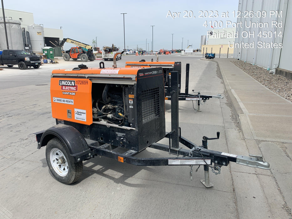 2021 Lincoln Electric Vantage 322 Vantage 322 Ready Pak 3 w/ Decals, ORANGE (includes trailer, cable rack, fender light kit) NO Telematics