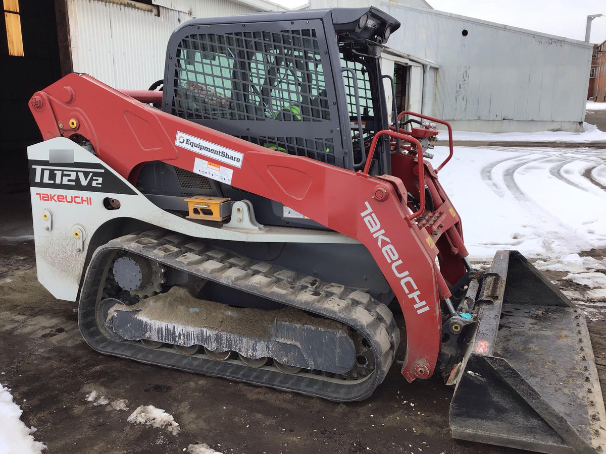 2018 Takeuchi TL12V2C Takeuchi TL12V2C Cab Skid Steer Track Loader, 80" HD dirt bucket with 9 teeth