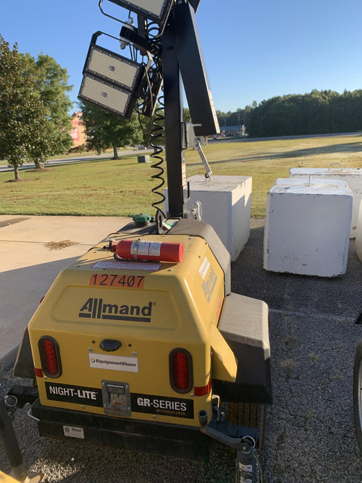 2021 Allmand NLV3GR (4) LED Light Fixture 350W, 23' Vertical Mast, 3kW Prime, Towable, Deep Sea L401, Leveling Jacks, Yanmar T4F 5.8hp