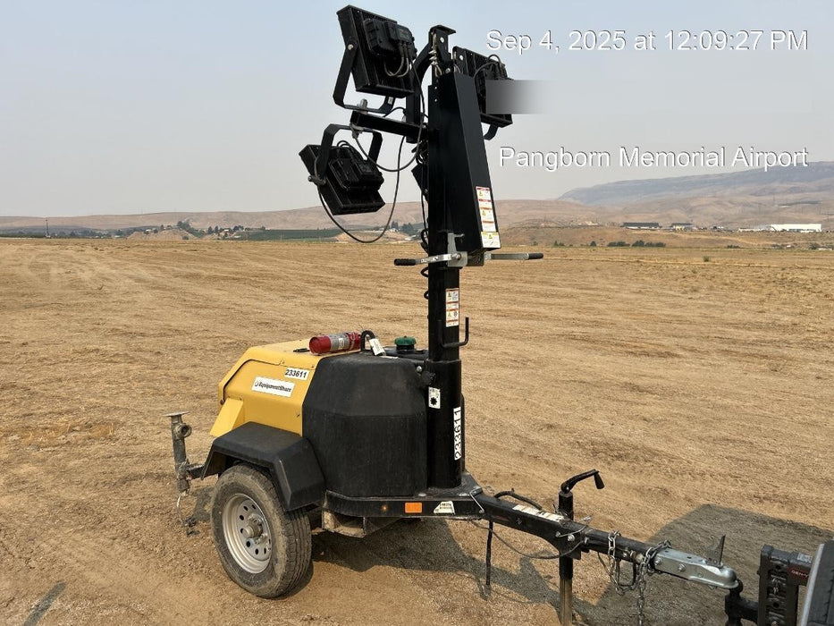 2022 Allmand NLV3GR (4) LED Light Fixture 350W, 23' Vertical Mast, 3kW Prime, Towable, Deep Sea L401, Leveling Jacks, Yanmar T4F 5.8hp