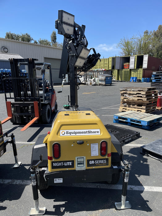 2022 Allmand NLV3GR (4) LED Light Fixture 350W, 23' Vertical Mast, 3kW Prime, Towable, Deep Sea L401, Leveling Jacks, Yanmar T4F 5.8hp