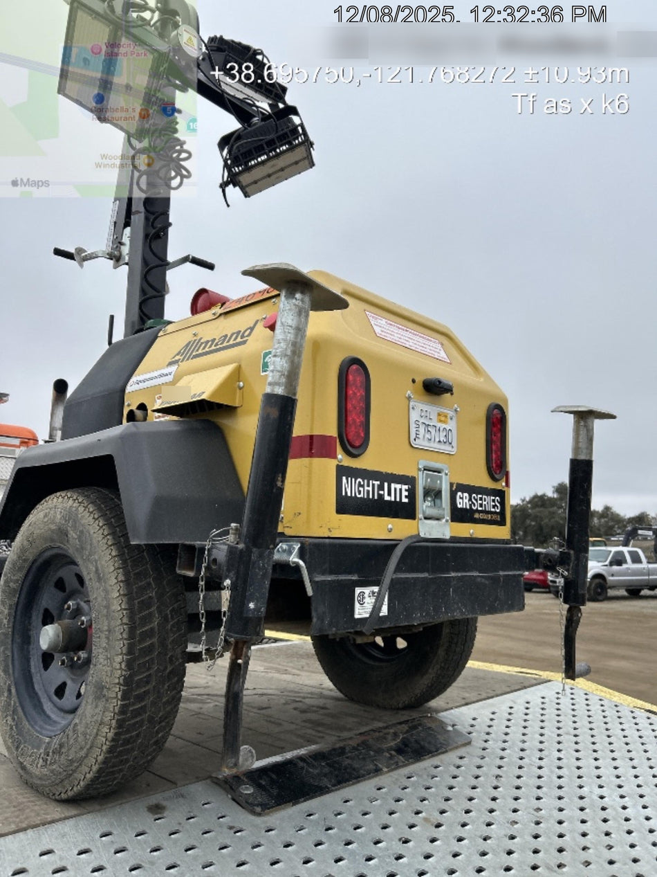 2022 Allmand NLV3GR (4) LED Light Fixture 350W, 23' Vertical Mast, 3kW Prime, Towable, ES Decals, T3