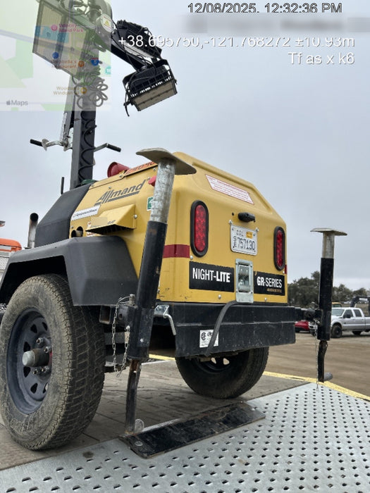 2022 Allmand NLV3GR (4) LED Light Fixture 350W, 23' Vertical Mast, 3kW Prime, Towable, ES Decals, T3