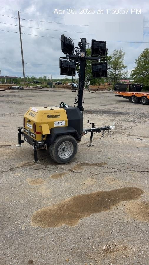 2022 Allmand NLV3GR (4) LED Light Fixture 350W, 23' Vertical Mast, 3kW Prime, Towable, Deep Sea L401, Leveling Jacks, Yanmar T4F 5.8hp