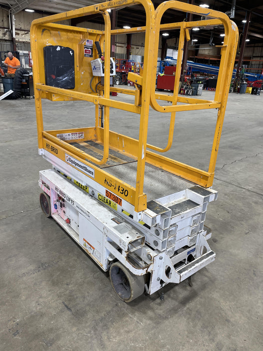 Custom Equipment HB-1430 <ul>
 <li>Hy-Brid Scissor Lift</li>
  <li>Platform capacity up to 670 lbs.</li>
  <li>Working height up to 20 ft</li>
  <li>Weighs under 1,700 lbs.</li>
  <li>Non-marking wheels </li>
</ul>