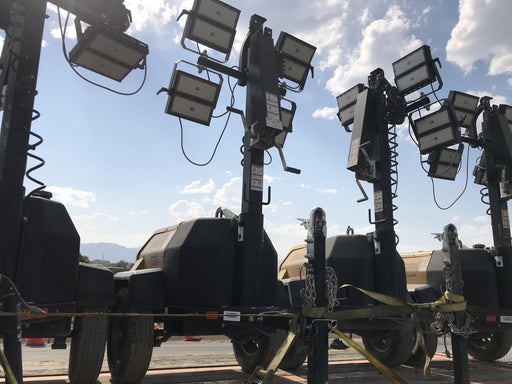 2021 Allmand NLV3GR (4) LED Light Fixture 350W, 23' Vertical Mast, 3kW Prime, Towable, Deep Sea L401, Leveling Jacks, Yanmar T4F 5.8hp