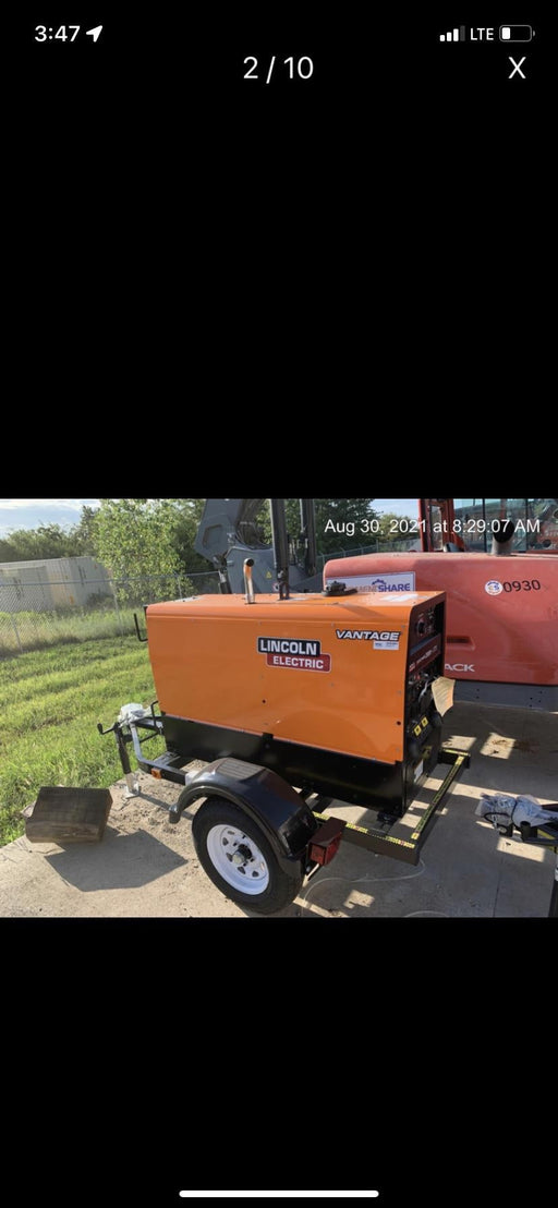 2021 Lincoln Electric Vantage 322 Vantage 322 Ready Pak 3 w/ Decals, ORANGE (includes trailer, cable rack, fender light kit) NO Telematics