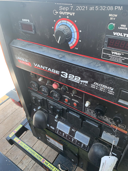 2021 Lincoln Electric Vantage 322 Vantage 322 Ready Pak 3 w/ Decals, ORANGE (includes trailer, cable rack, fender light kit) NO Telematics