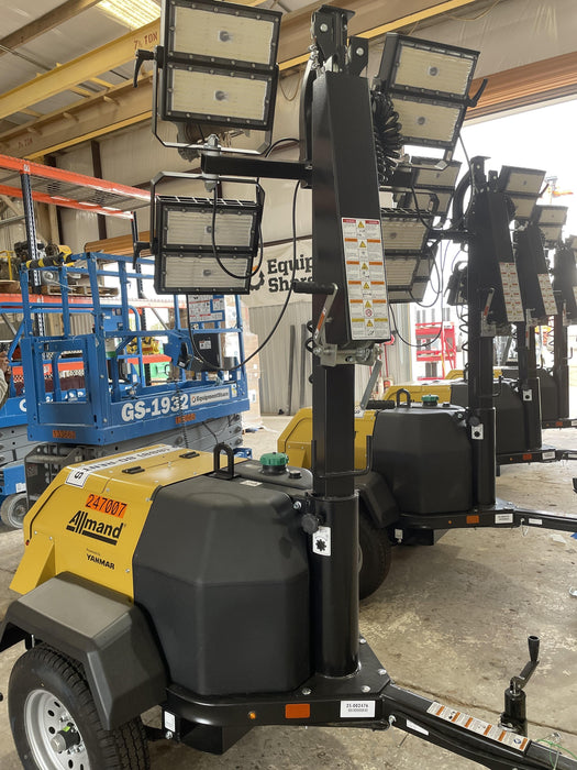 2022 Allmand NLV3GR (4) LED Light Fixture 350W, 23' Vertical Mast, 3kW Prime, Towable, ES Decals, T3