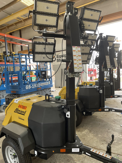 2022 Allmand NLV3GR (4) LED Light Fixture 350W, 23' Vertical Mast, 3kW Prime, Towable, ES Decals, T3