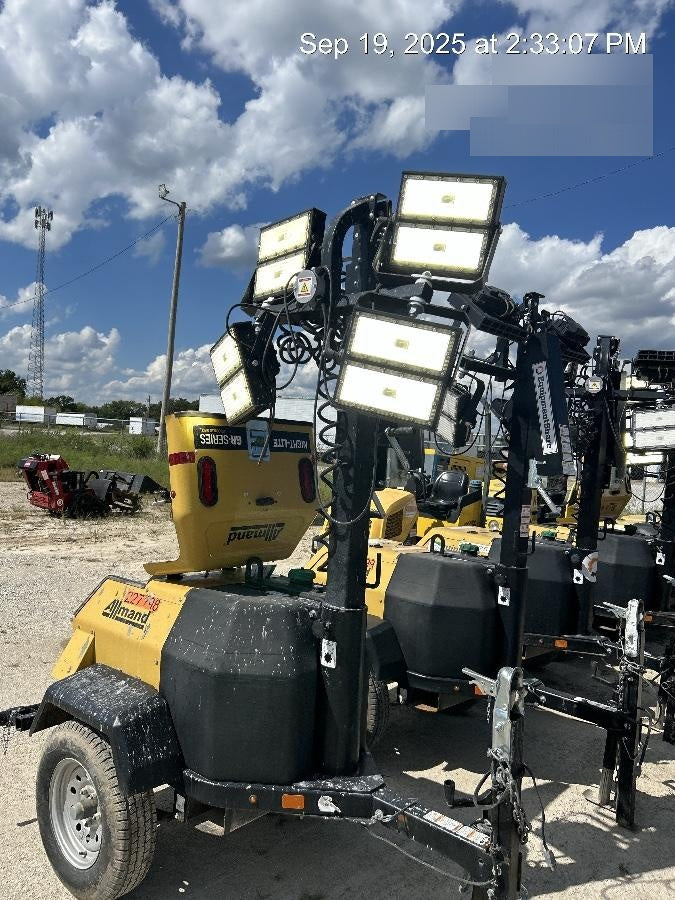 2022 Allmand NLV3GR (4) LED Light Fixture 350W, 23' Vertical Mast, 3kW Prime, Towable, Deep Sea L401, Leveling Jacks, Yanmar T4F 5.8hp