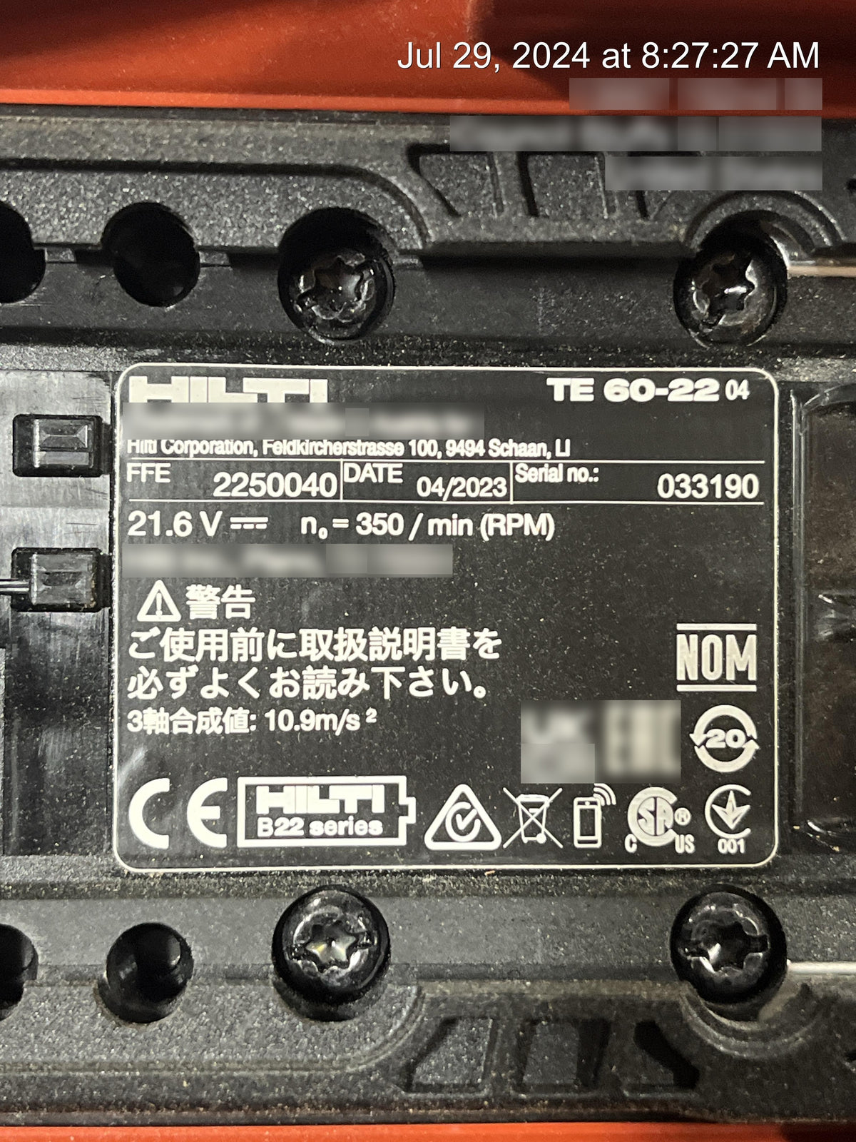 2023 HILTI TE 60-22