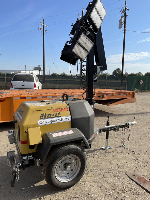 2022 Allmand NLV3GR (4) LED Light Fixture 350W, 23' Vertical Mast, 3kW Prime, Towable, Deep Sea L401, Leveling Jacks, Yanmar T4F 5.8hp