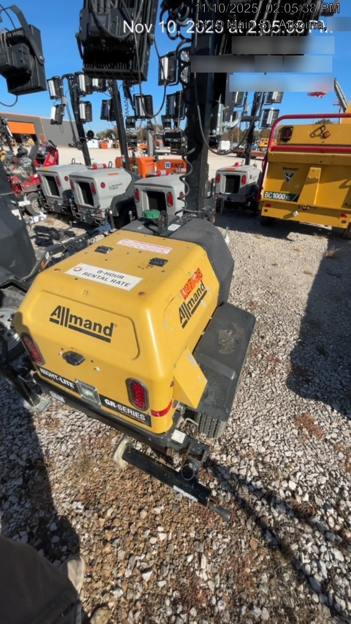 2022 Allmand NLV3GR (4) LED Light Fixture 350W, 23' Vertical Mast, 3kW Prime, Towable, Deep Sea L401, Leveling Jacks, Yanmar T4F 5.8hp
