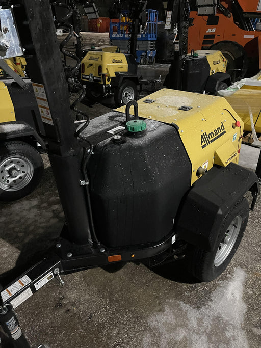 2021 Allmand NLV3GR (4) LED Light Fixture 350W, 23' Vertical Mast, 3kW Prime, Towable, Deep Sea L401, Leveling Jacks, Yanmar T4F 5.8hp