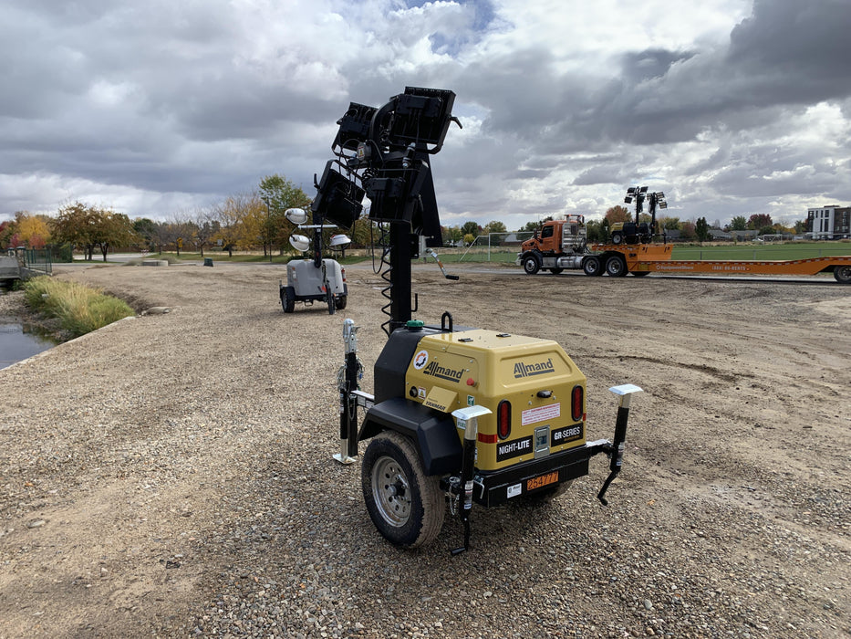 2022 Allmand NLV3GR (4) LED Light Fixture 350W, 23' Vertical Mast, 3kW Prime, Towable, ES Decals, T3