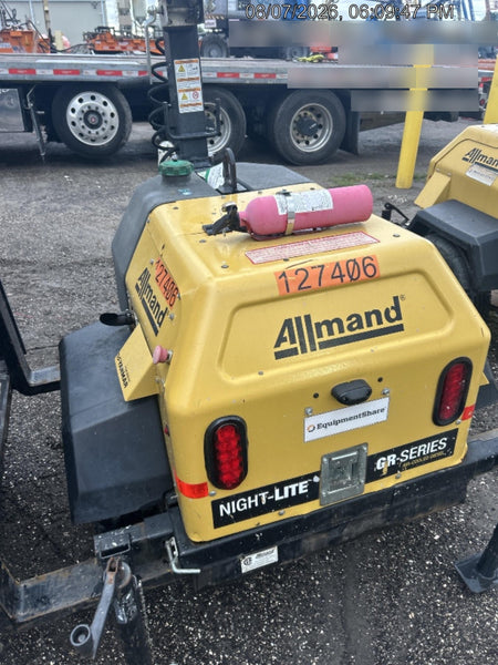 2022 Allmand NLV3GR (4) LED Light Fixture 350W, 23' Vertical Mast, 3kW Prime, Towable, Deep Sea L401, Leveling Jacks, Yanmar T4F 5.8hp