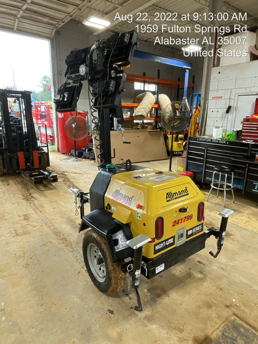 2022 Allmand NLV3GR (4) LED Light Fixture 350W, 23' Vertical Mast, 3kW Prime, Towable, Deep Sea L401, Leveling Jacks, Yanmar T4F 5.8hp