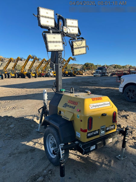 2022 Allmand NLV3GR (4) LED Light Fixture 350W, 23' Vertical Mast, 3kW Prime, Towable, ES Decals, T3