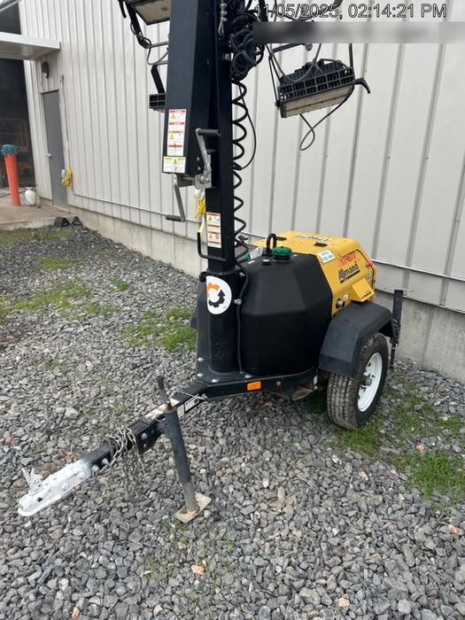 Allmand NLV3GR (4) LED Light Fixture 350W, 23' Vertical Mast, 3kW Prime, Towable, Deep Sea L401, Leveling Jacks, Yanmar T4F 5.8hp