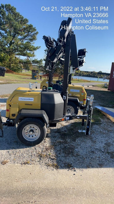 2022 Allmand NLV3GR (4) LED Light Fixture 350W, 23' Vertical Mast, 3kW Prime, Towable, ES Decals, T3