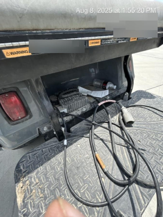 2022 Club Car CA100E Canopy, Fold down Windshield, Beacon, Back up Alarm, All-Trail Trials, HD 8 V Batteries, Trailer Hitch and Ball