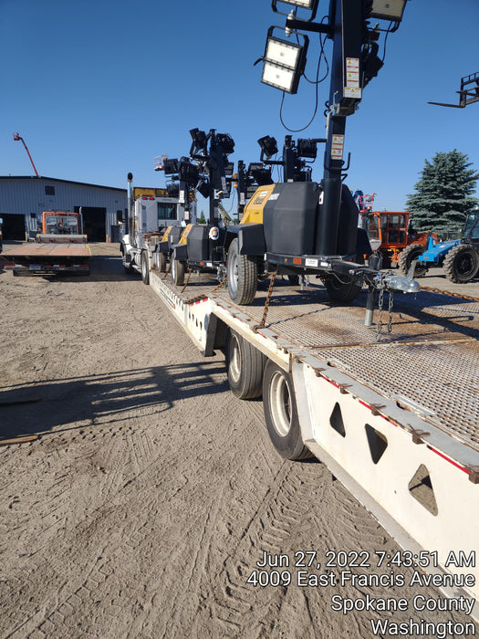 2021 Allmand NLV3GR (4) LED Light Fixture 350W, 23' Vertical Mast, 3kW Prime, Towable, Deep Sea L401, Leveling Jacks, Yanmar T4F 5.8hp