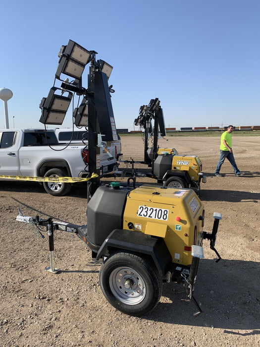 2022 Allmand NLV3GR (4) LED Light Fixture 350W, 23' Vertical Mast, 3kW Prime, Towable, Deep Sea L401, Leveling Jacks, Yanmar T4F 5.8hp