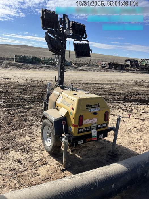 2022 Allmand NLV3GR (4) LED Light Fixture 350W, 23' Vertical Mast, 3kW Prime, Towable, ES Decals, T3