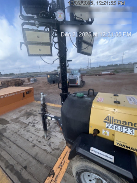 2022 Allmand NLV3GR (4) LED Light Fixture 350W, 23' Vertical Mast, 3kW Prime, Towable, ES Decals, T3