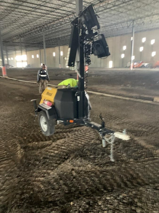 2022 Allmand NLV3GR (4) LED Light Fixture 350W, 23' Vertical Mast, 3kW Prime, Towable, Deep Sea L401, Leveling Jacks, Yanmar T4F 5.8hp