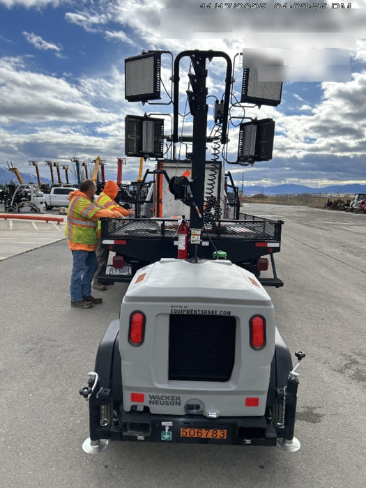 2022 Allmand NLV3GR (4) LED Light Fixture 350W, 23' Vertical Mast, 3kW Prime, Towable, Deep Sea L401, Leveling Jacks, Yanmar T4F 5.8hp