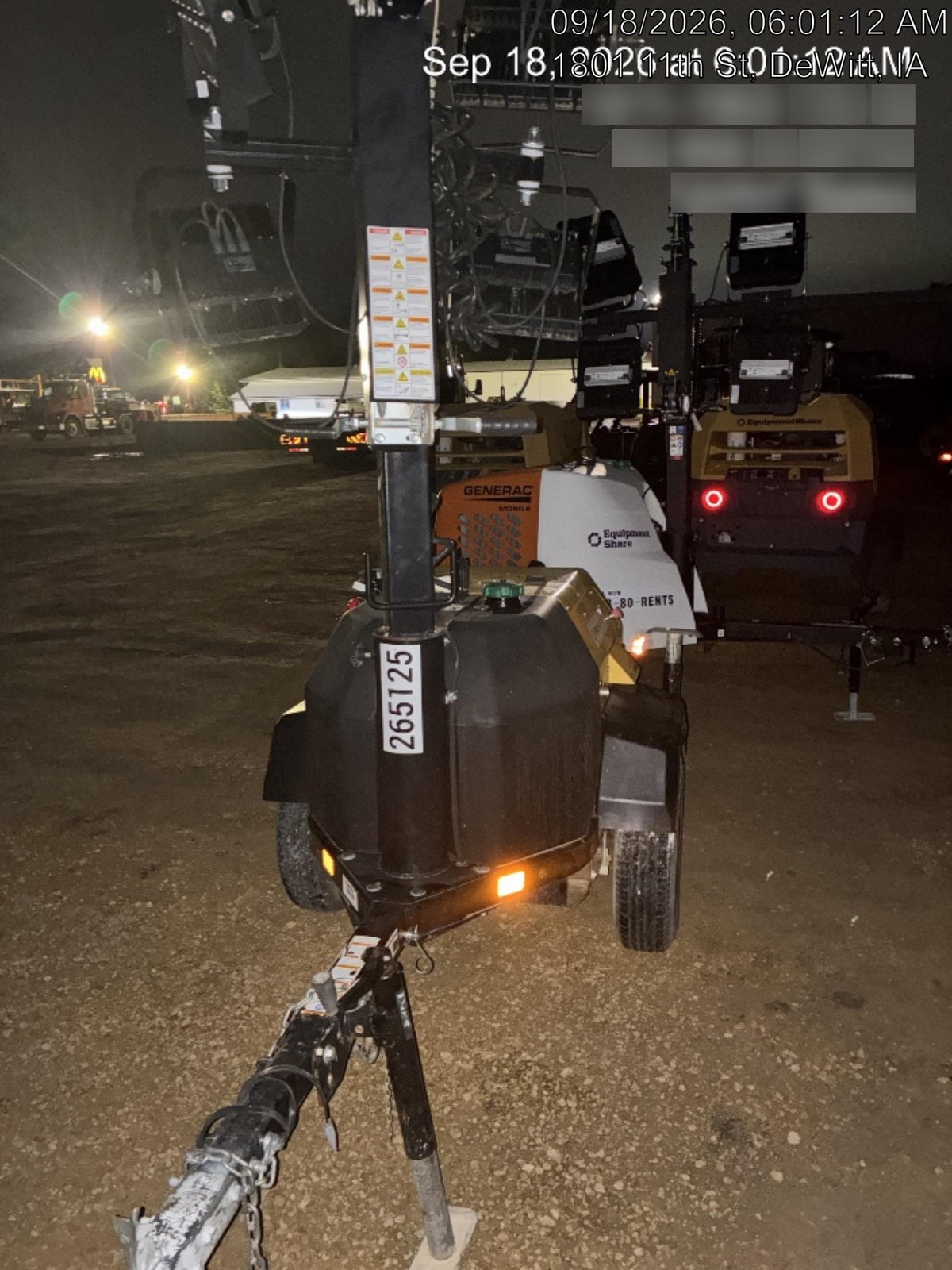 2022 Allmand NLV3GR (4) LED Light Fixture 350W, 23' Vertical Mast, 3kW Prime, Towable, ES Decals, T3
