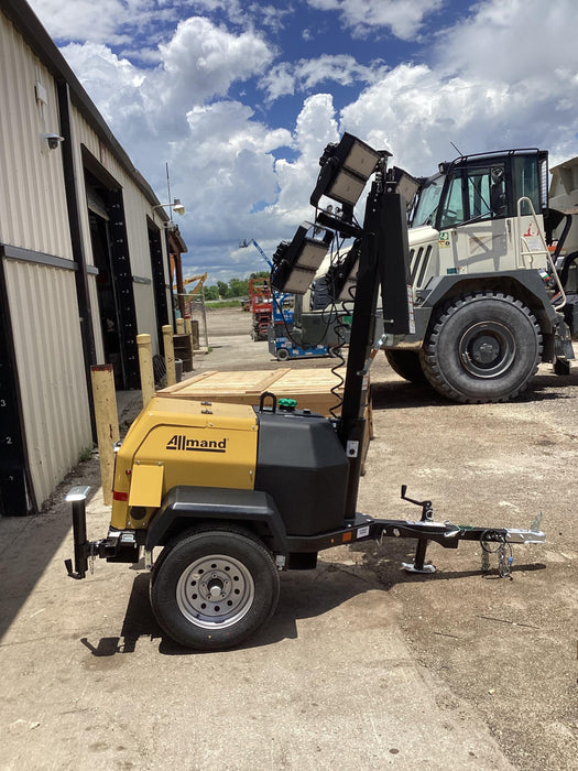 2022 Allmand NLV3GR (4) LED Light Fixture 350W, 23' Vertical Mast, 3kW Prime, Towable, Deep Sea L401, Leveling Jacks, Yanmar T4F 5.8hp