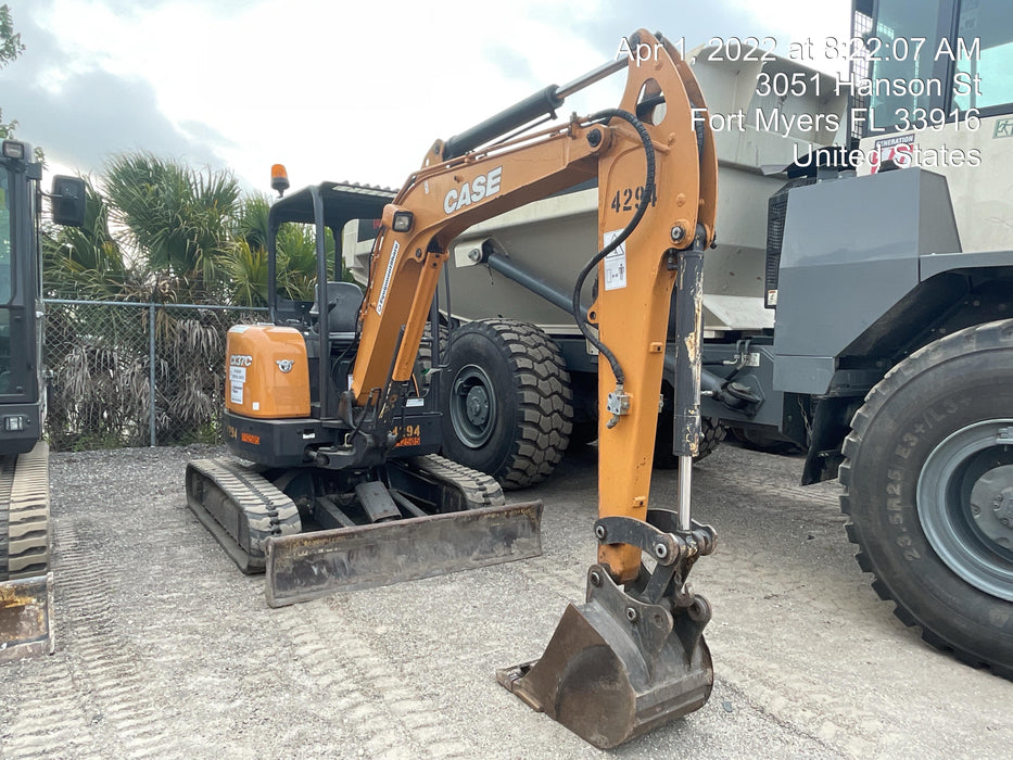 2018 Case CX37C ROPS, LONG ARM, RUBBER TRACKS, AUX HYD