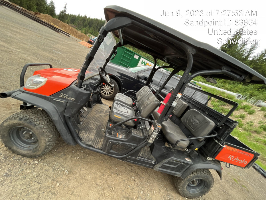 2022 Kubota RTV-X1140W-H Plastic Canopy, Windshield Acrylic Clear, LED Strobe Light, Wire Harness Kit, Back up Alarm