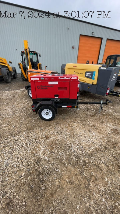 2023 Shindaiwa DGW400MDL Kubota D902 Engine, 23 HP, Dual Op Welder, Wire, Arc, Droop Stick, Tig, and CC Stick Functionality, Simulphase, 3 Phase and 1 Phase Gen Output, Single Axle NB Trlr, Slr Trckl Chrg 12V 12W, Fire Ext, T3