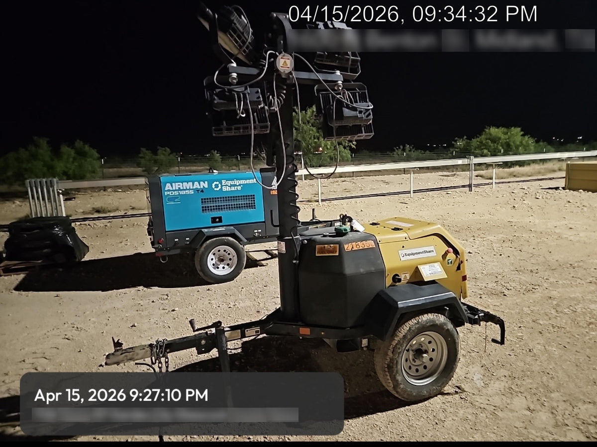 2022 Allmand NLV3GR (4) LED Light Fixture 350W, 23' Vertical Mast, 3kW Prime, Towable, Deep Sea L401, Leveling Jacks, Yanmar T4F 5.8hp