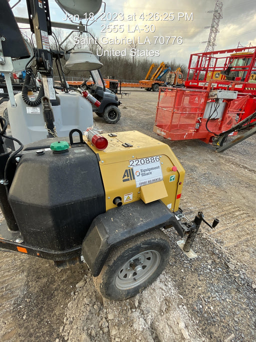 2022 Allmand NLV3GR (4) LED Light Fixture 350W, 23' Vertical Mast, 3kW Prime, Towable, Deep Sea L401, Leveling Jacks, Yanmar T4F 5.8hp