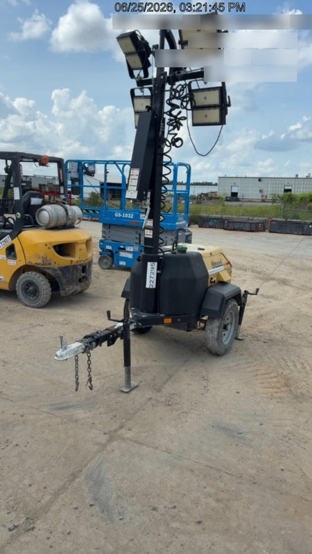 2022 Allmand NLV3GR (4) LED Light Fixture 350W, 23' Vertical Mast, 3kW Prime, Towable, Deep Sea L401, Leveling Jacks, Yanmar T4F 5.8hp
