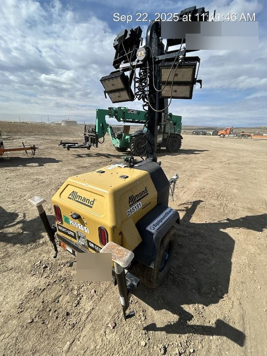 2022 Allmand NLV3GR (4) LED Light Fixture 350W, 23' Vertical Mast, 3kW Prime, Towable, ES Decals, T3