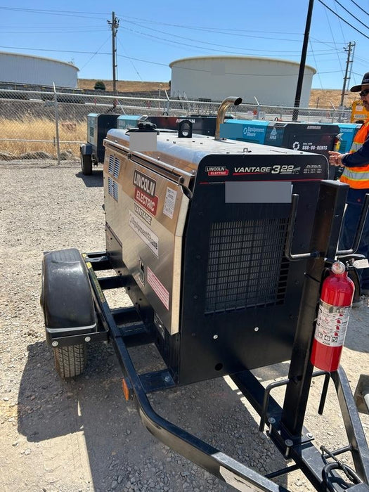 2019 Lincoln Electric Vantage 322 Welder Ready-Pak 3, Two wheel trailer, Fender and Light kit, Cable Rack