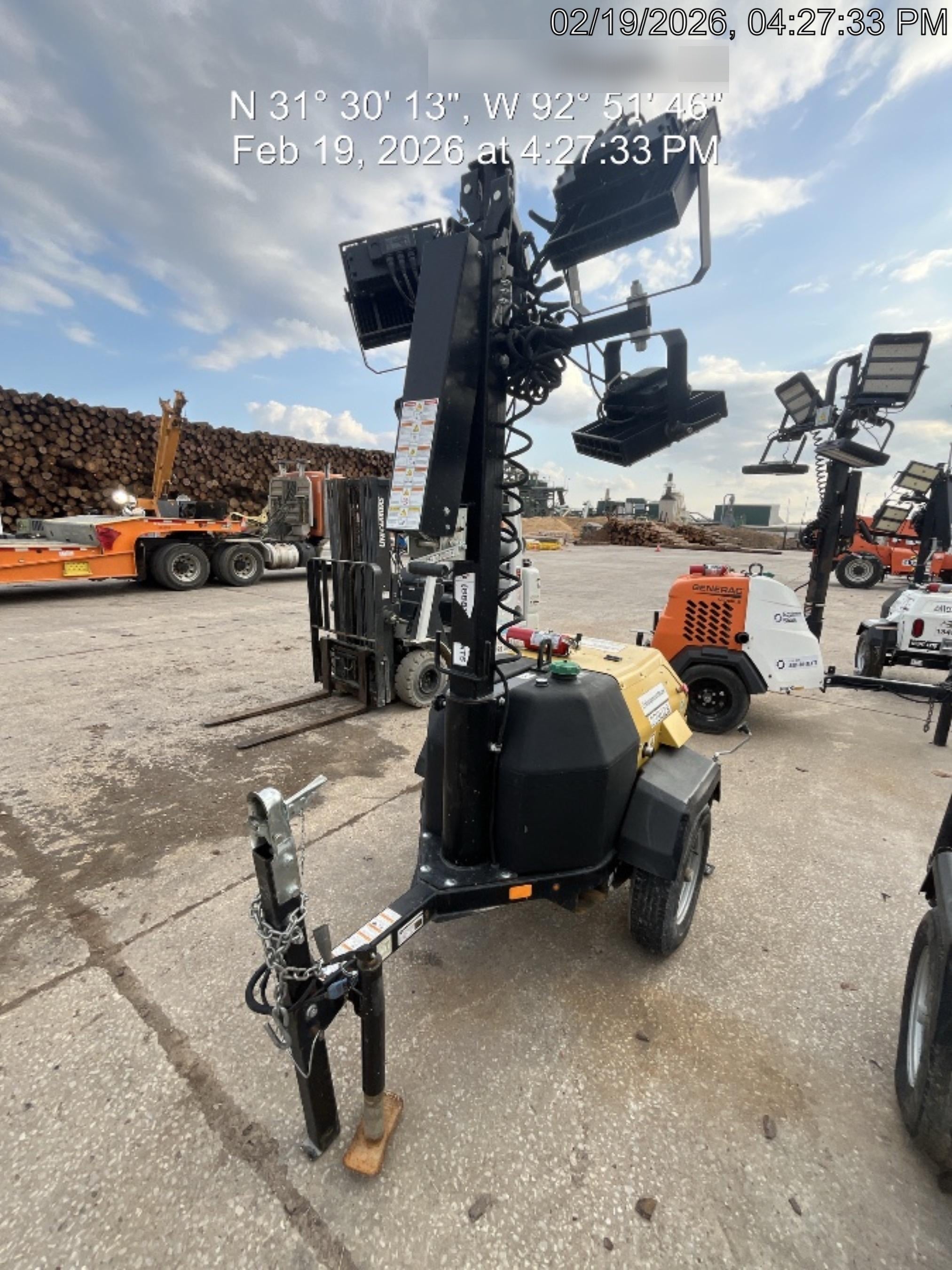 2022 Allmand NLV3GR (4) LED Light Fixture 350W, 23' Vertical Mast, 3kW Prime, Towable, Deep Sea L401, Leveling Jacks, Yanmar T4F 5.8hp