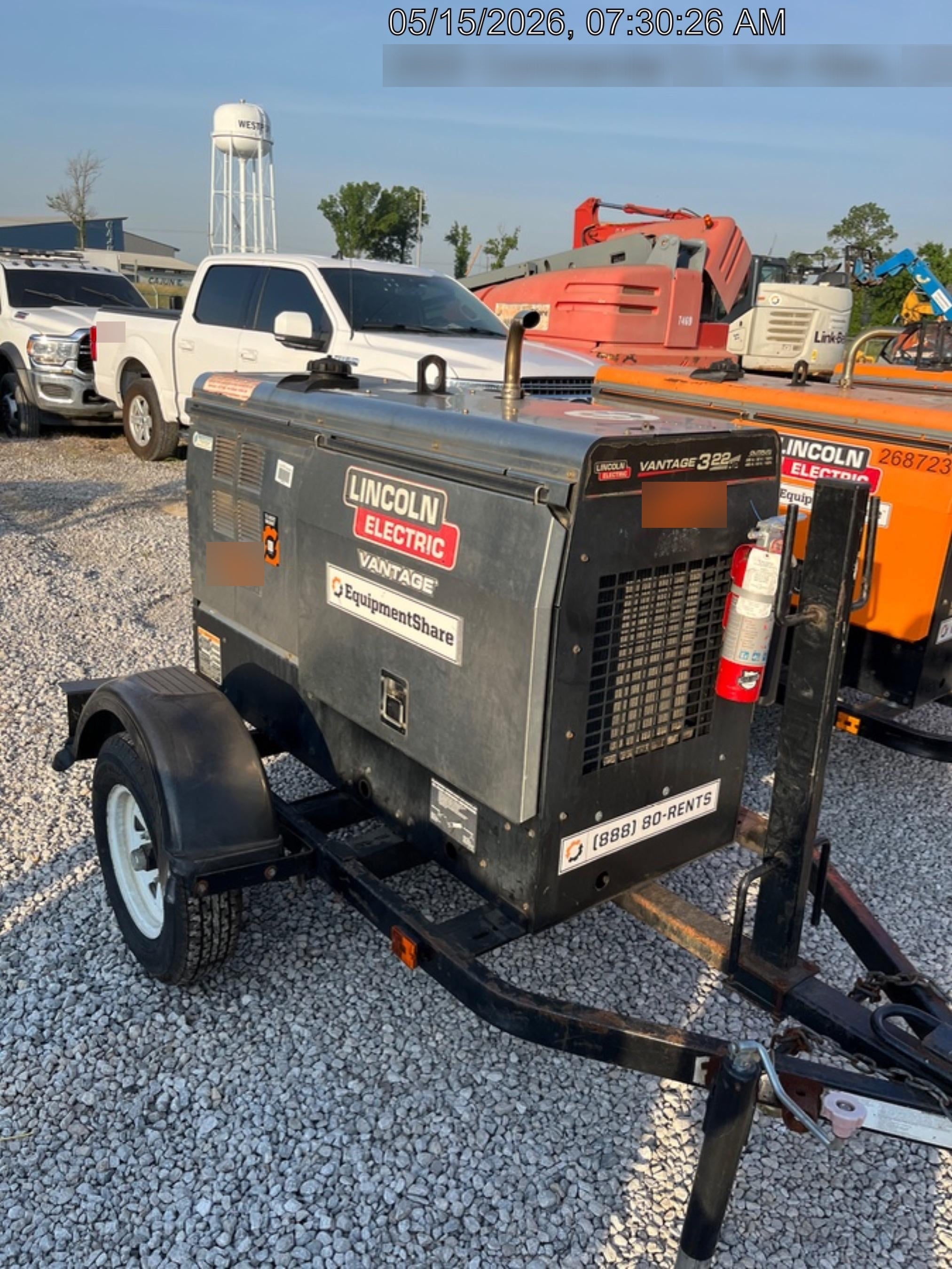 2019 Lincoln Electric Vantage 322 Ready-Pak 3, Two Wheel Trailer, Fender and Light Kit, Cable Rack