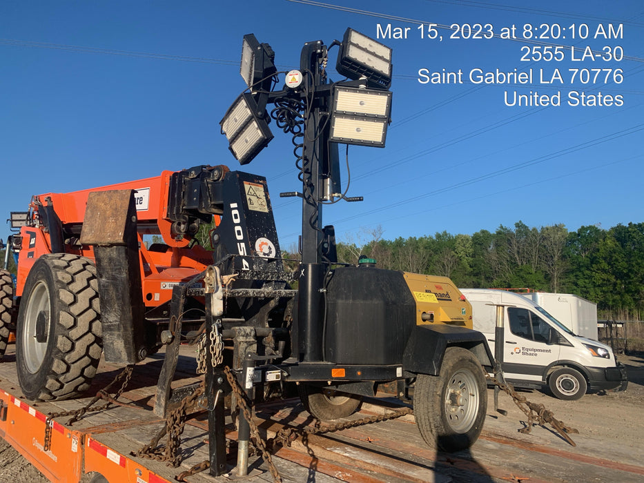 2022 Allmand NLV3GR (4) LED Light Fixture 350W, 23' Vertical Mast, 3kW Prime, Towable, Deep Sea L401, Leveling Jacks, Yanmar T4F 5.8hp