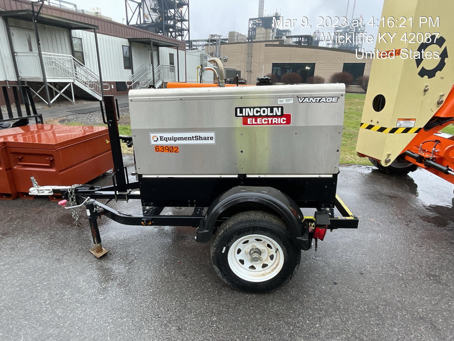 2019 Lincoln Electric Vantage 322 Welder Ready-Pak 3, Two wheel trailer, Fender and Light kit, Cable Rack