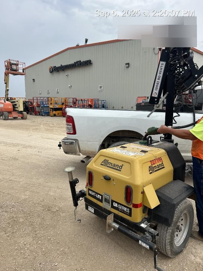 2022 Allmand NLV3GR (4) LED Light Fixture 350W, 23' Vertical Mast, 3kW Prime, Towable, Deep Sea L401, Leveling Jacks, Yanmar T4F 5.8hp